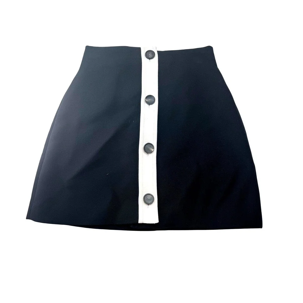Kate Spade New York Black Button Front‎ Mini Skirt Portugal Womens Size 0 NEW